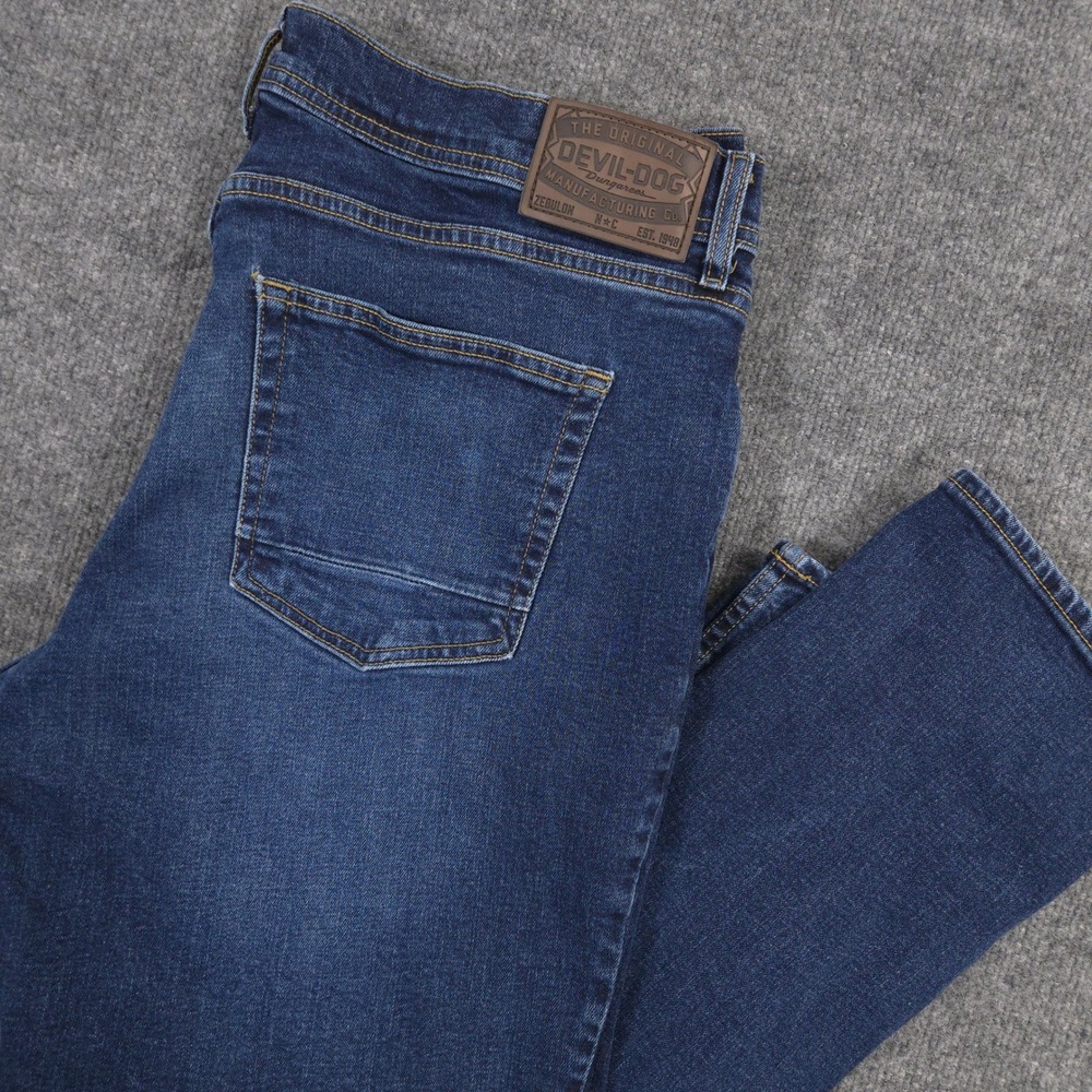 Devil Dog Jeans Mens 38X31* Blue Athletic‎ Sanforized Shrunk Medium Wash Denim